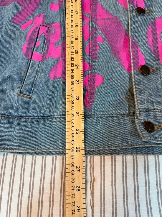 Chemistry Graffiti Print Butterfly Graphic Denim Jacket Size M - Picture 7 of 13